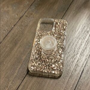 Gold Glitter Phone Case with Grip Accessory